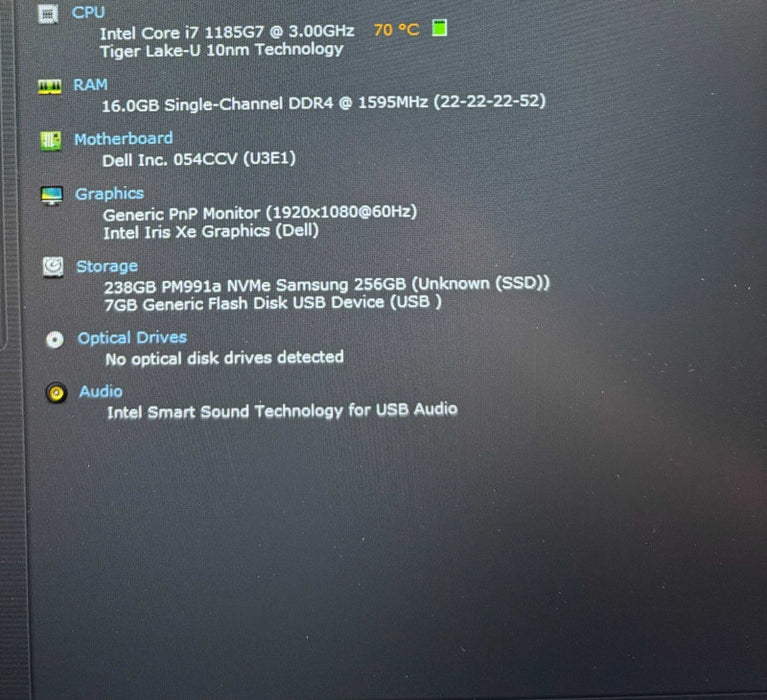 Dell Latitude 5420 i7-1185G7@3GHz 16GB RAM 256GB SSD No Power Adapter  Lap200