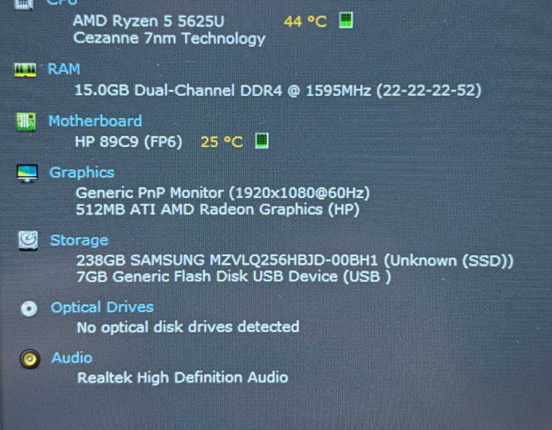 HP ProBook 445 14 G9 AMD Ryzen 5 5625U@2.3GHz 16GB RAM 256GB SSD  Lap200