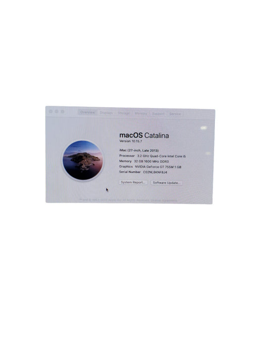 Apple iMac 27" A1419 Late 2013 Core i5-4570@3.2GHz 8GB RAM 1TB HDD GT 755M