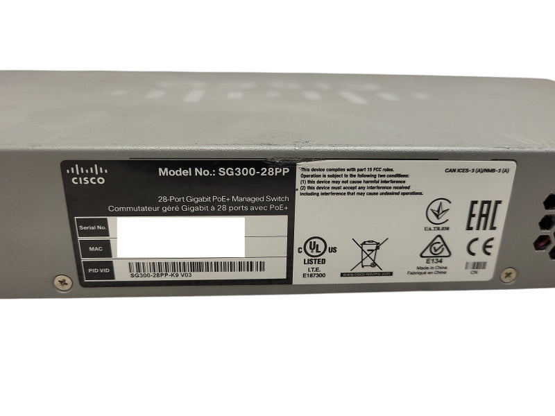 Cisco SG300-28PP-K9 V03, 28-Port Gigabit PoE+ Managed Switch, 2x SFP Q$