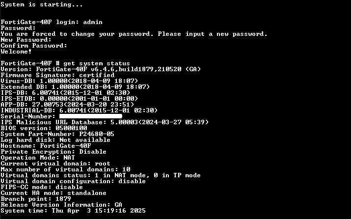 Fortinet Fortigate 40F FG-40F Firewall Security Appliance, Factory Reset