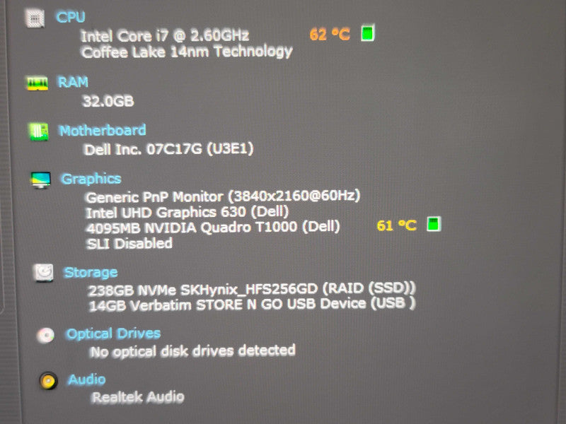 Dell Precision 5540 i7 9750H 32GB DDR4 Quadro T1000 256GB SSD 4K TOUCH  β Lap200