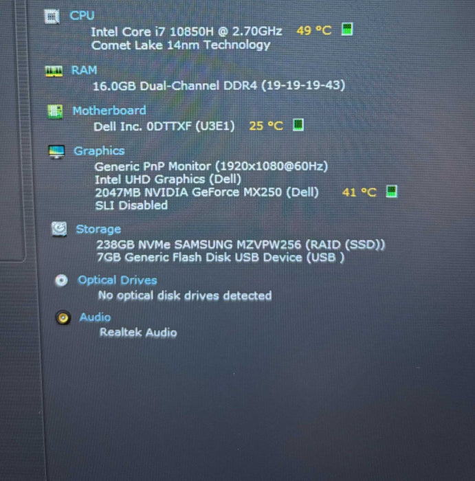 Dell Latitude 5511 i7-10850H@2.7 GeForce MX250 2GB GPU 16GB RAM 256SSD READ  Lap200