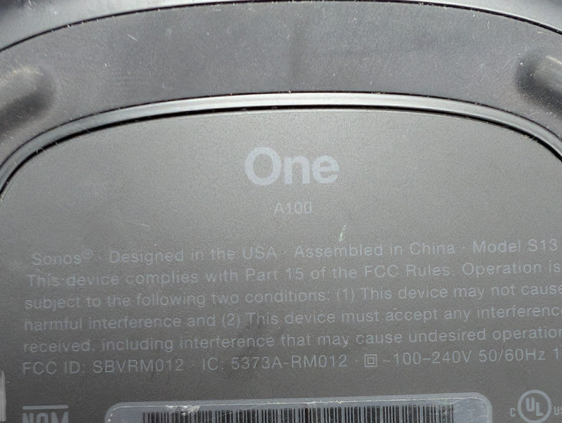 SONOS One Wireless Speaker A100 Work Great -