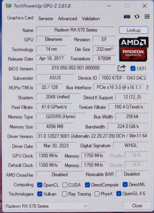 ASUS ROG Radeon RX 570 4GB GDDR5 Graphics Video Card