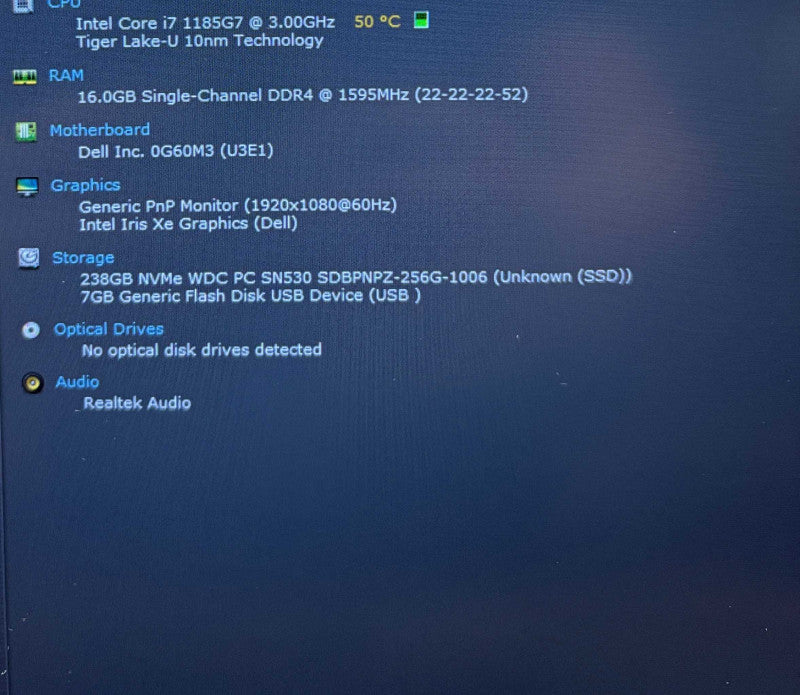 Dell Latitude 5520 Core i7-1185G7@3GHz 16GB RAM 256GB SSD No Power Adapter  Lap200
