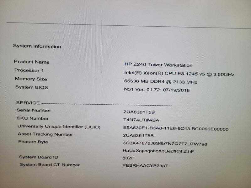 HP Z240 - Xeon E3-1245 v5 @ 3.50GHZ 64GB DDR4 QUADRO P600 400W PSU %