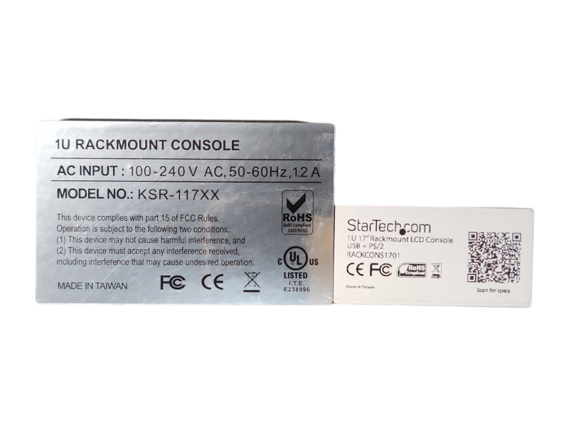 StarTech DuraView 1U 17" LCD Monitor Rackmount KVM Console KSR-117XX