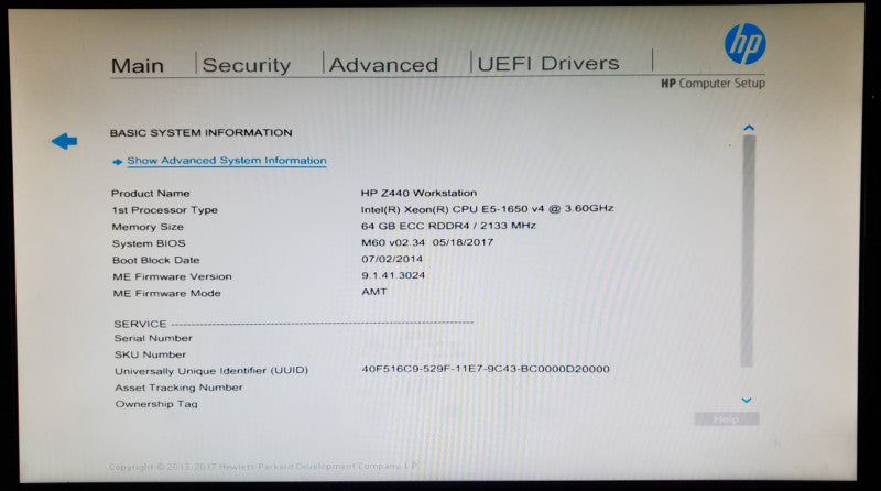 HP Z440 Workstation 1x Xeon E5-1650 v4 64GB DDR4 - No HDD/GPU