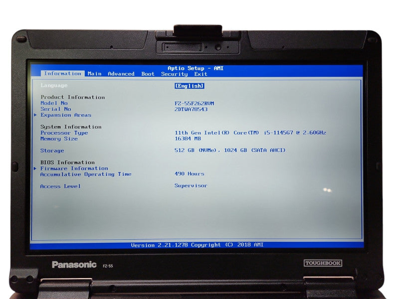 Panasonic Toughbook FZ-55 Touch, i5-1145G7, 16GB RAM, 1TB+512GB, 490Hrs Q Lap200