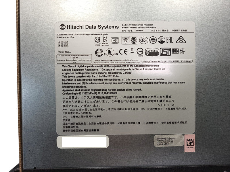 Hitachi Data Systems 3919435 Service Processor G1820 CPU 8GB RAM 2TB HDD Q$