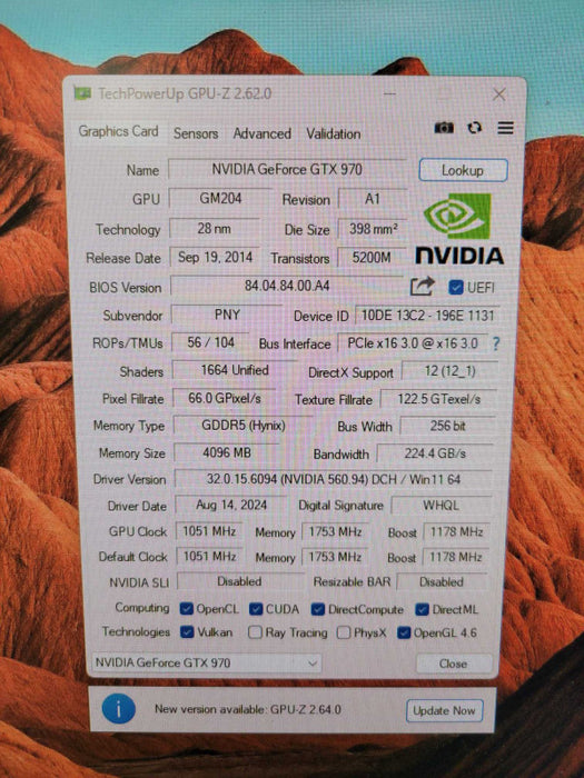 PNY NVIDIA GTX 970 4GB PCIE %