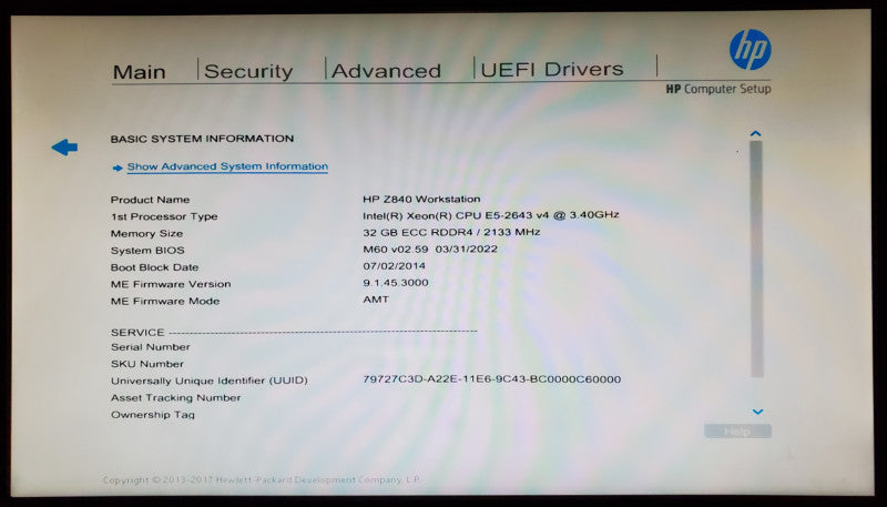 HP Z840 Workstation 1x Xeon E5-2643 v4 32GB RAM - No HDD/No GPU