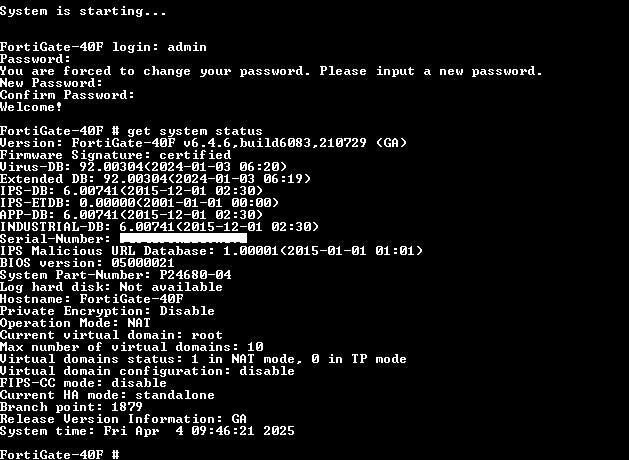 Fortinet Fortigate 40F FG-40F Firewall Security Appliance, Factory Reset