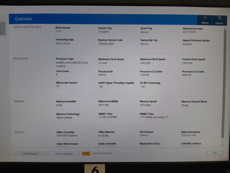 Dell OptiPlex 3000 Thin Client D15U, Intel Pentium, 8GB RAM, NO HDD  Q