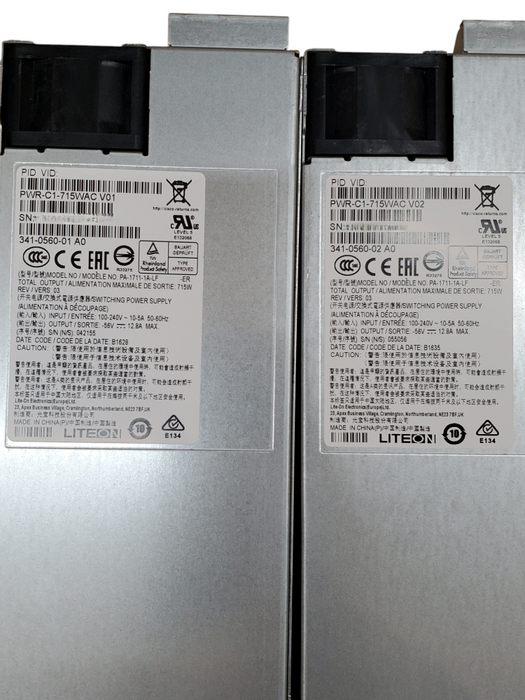 Lot 2x LiteOn Cisco PWR-C1-715WAC V01 715W Switch Power Supply Q