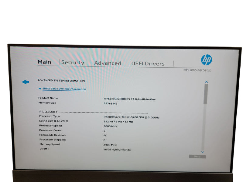 HP EliteOne 800 G5 23.8"  AiO Core i7 - 9700 @ 3.00GHz  32GB DDR4 θ