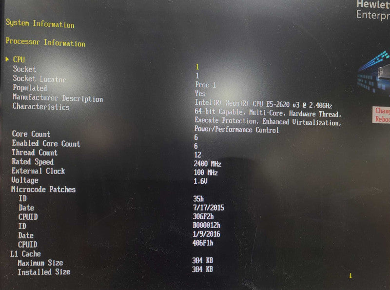 HPE ProLiant DL360 Gen9 1x Xeon E5-2620 v3 - 32GB DDR4 - P440ar 2x 500W PSU