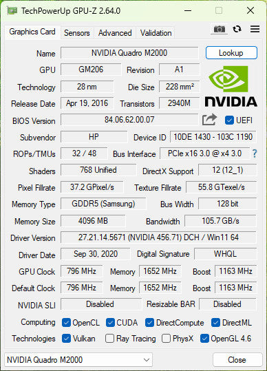 NVIDIA Quadro M2000 4GB GDDR5 Graphics Card 4xDP