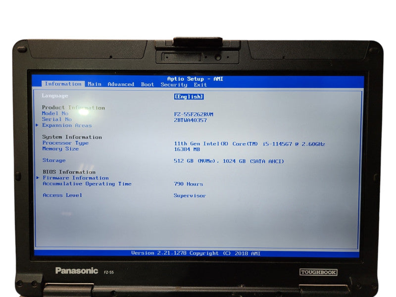 Panasonic Toughbook FZ-55 Touch, i5-1145G7, 16GB RAM, 1TB+512GB, 790Hrs Q Lap200