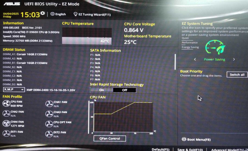 Custom Tower, Asus X99-DELUXE, Intel i7-5960X CPU 3.0GHz, 32GB RAM - NO HDD