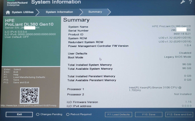 HP DL380 G10 1x Xeon Bronze 3106 96GB DDR4 P408i-a SR G10 4x 1.8TB SAS HDDs _