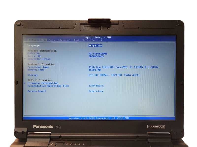 Panasonic Toughbook FZ-55 Touch, i5-1145G7, 16GB RAM, 1TB+512GB, 1330Hrs Q Lap200