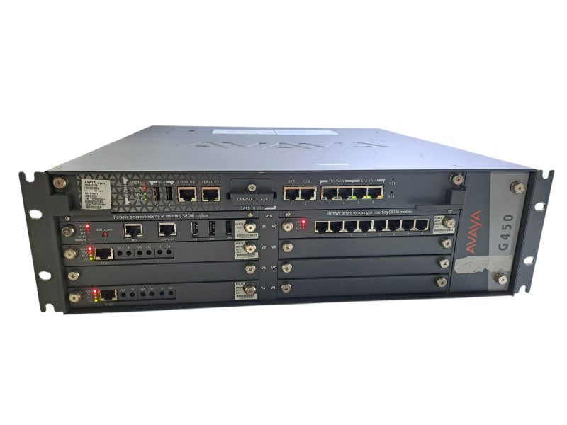 Avaya G450 Chassis w/ MB450, S8300, 2x MM710B, MM711 | 2x PSU *READ*