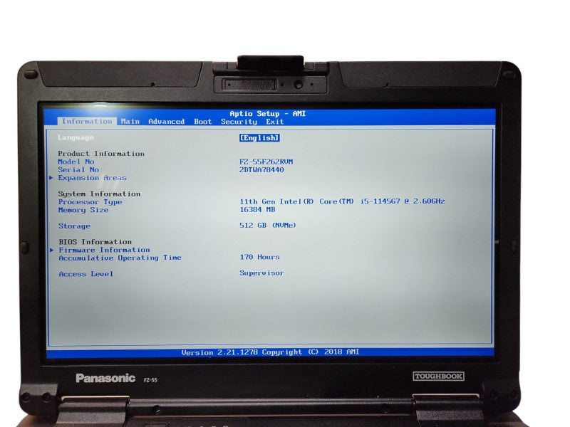 Panasonic Toughbook FZ-55 Touch i5-1145G7 16GB RAM 512GB NVMe, 170Hrs  Lap200