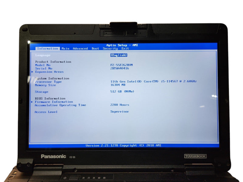 Panasonic Toughbook FZ-55 Touch i5-1145G7 16GB RAM 512GB, 2200Hrs  Lap200