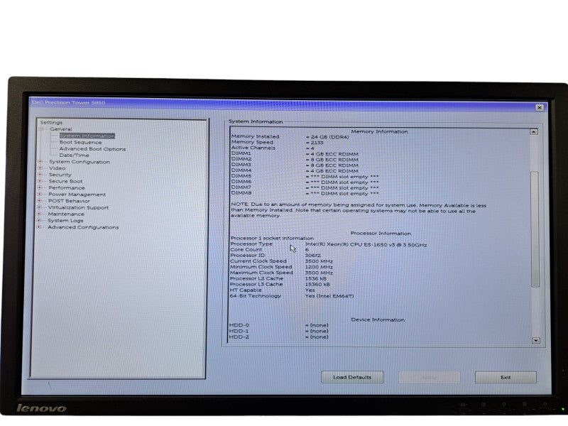 Dell Precision T5810 | Xeon E5-1650 v3 @3.50GHz, 24GB DDR4, M2000, No HDD