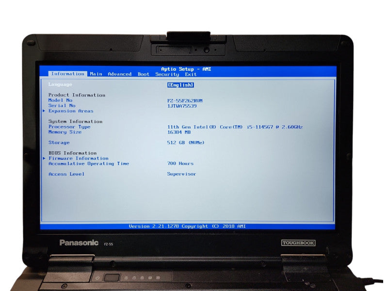Panasonic Toughbook FZ-55 Touch i5-1145G7 16GB RAM 512GB, 700Hrs Q Lap200