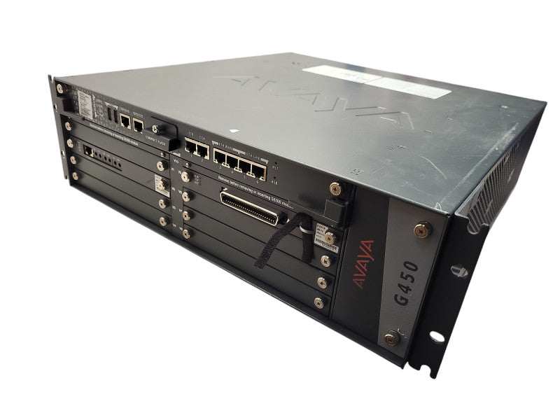 Avaya G450 Chassis w/ 1x MM710B & 1x MM716 Modules | 2x PSUs READ $