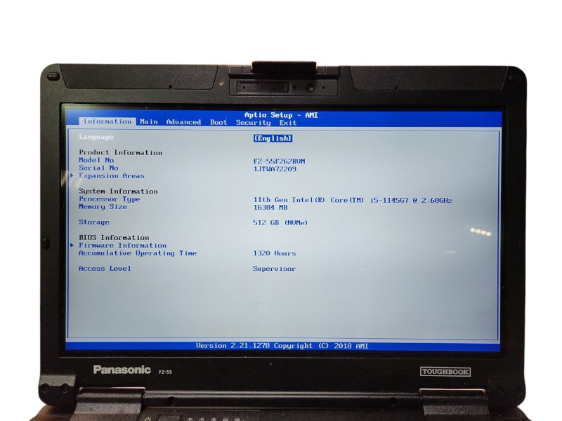 Panasonic Toughbook FZ-55 Touch i5-1145G7 16GB RAM 512GB, 1320Hrs Q Lap200