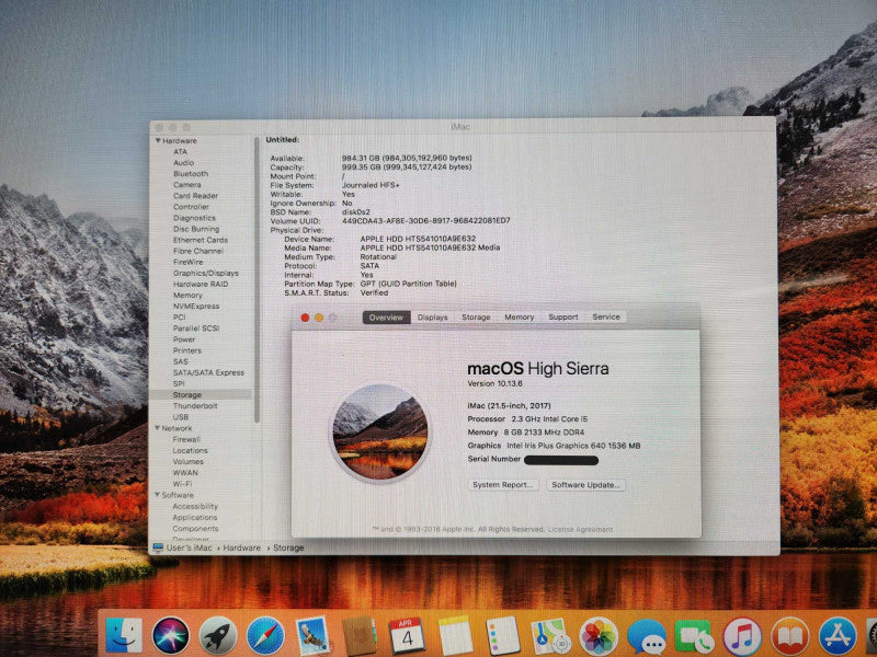 Apple iMac 21.5" A1418, Mid-2017, i5-7360U 2.30GHz, 8GB DDR4, 1TB HDD