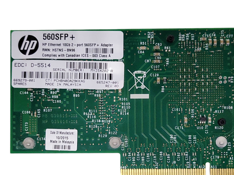 HP 2-port 10Gb 560SFP+ Ethernet Network Adapter Card 669279-001, FH Bracket _