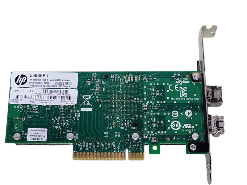 HP 2-port 10Gb 560SFP+ Ethernet Network Adapter Card 669279-001, FH Bracket _