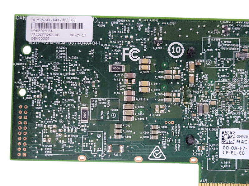 Dell Broadcom BCM9574 Dual-Ports SFP+ 10Gbps Network Card 0GMW01 w/ SFPs _