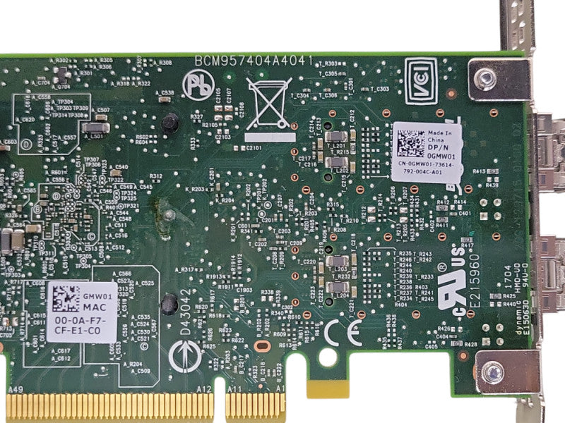 Dell Broadcom BCM9574 Dual-Ports SFP+ 10Gbps Network Card 0GMW01 w/ SFPs _