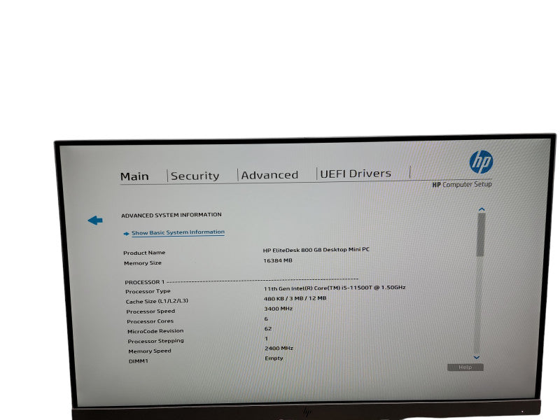 HP EliteDesk 800 G8 Mini i5 - 11500T @ 1.50GHz 16GB DDR4 Ram Qθ