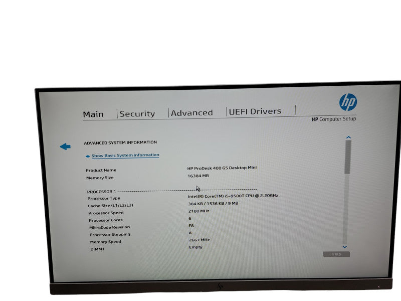 HP ProDesk 400 G5  Mini i5 - 9500T @ 2.20GHz 16GB DDR4 Ram Qθ