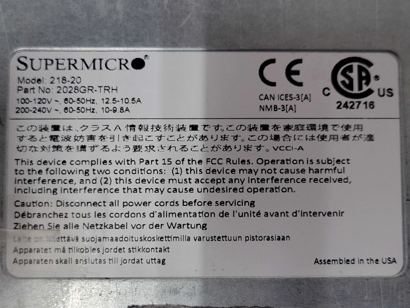 Supermicro X10DRG (218-20) 2x Xeon E5-2630v4 192GB DDR4 2x PSU, 10x 2.5"  _