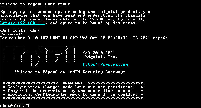 Ubiquiti Networks UniFi USG Security Gateway. Factory Reset
