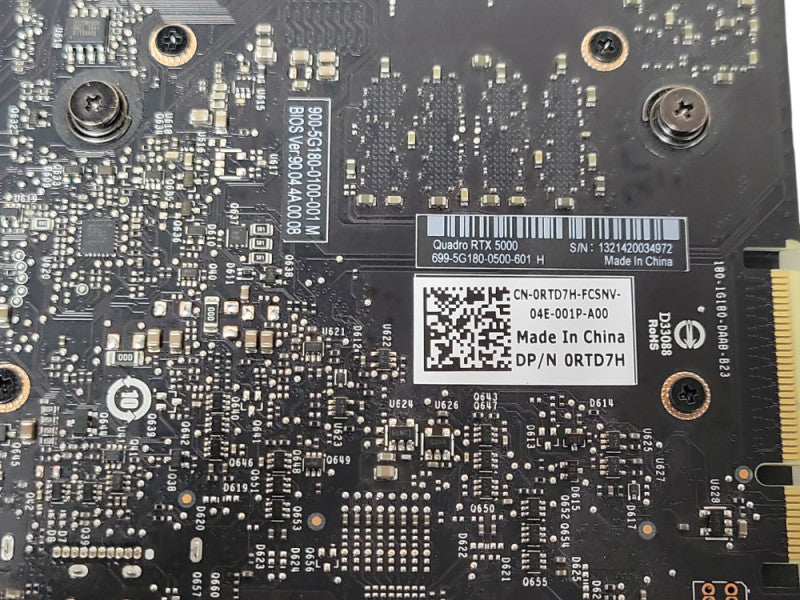 Dell NVIDIA Quadro RTX 5000 16GB GDDR6 PCIe Graphics Card 0RTD7H, READ _