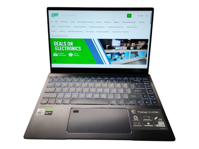 MSI Prestige 14, i7-10710U, 16GB DDR3, GTX 1650 4GB, 360GB NVMe, No PWR  Lap200