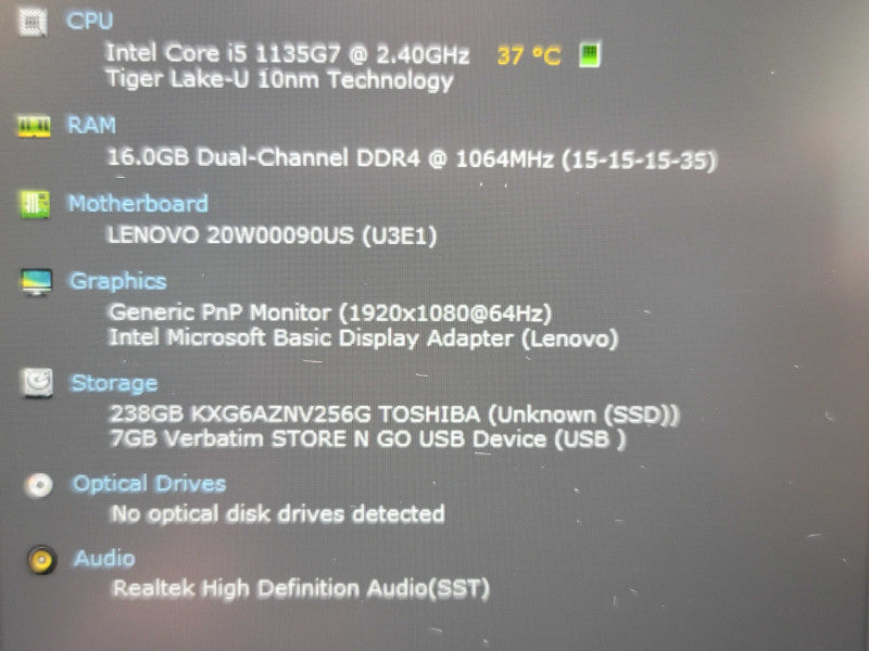 Lenovo ThinkPad T14 Gen 2 i5-1135G7 16GB DDR4 256GB SSD  β Lap200