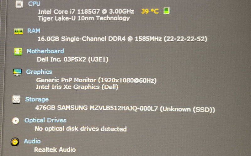 Dell Latitude 5420 Core i7-1185G7 3GHz 16GB RAM 512GB SSD No Power Adapter _ Lap200