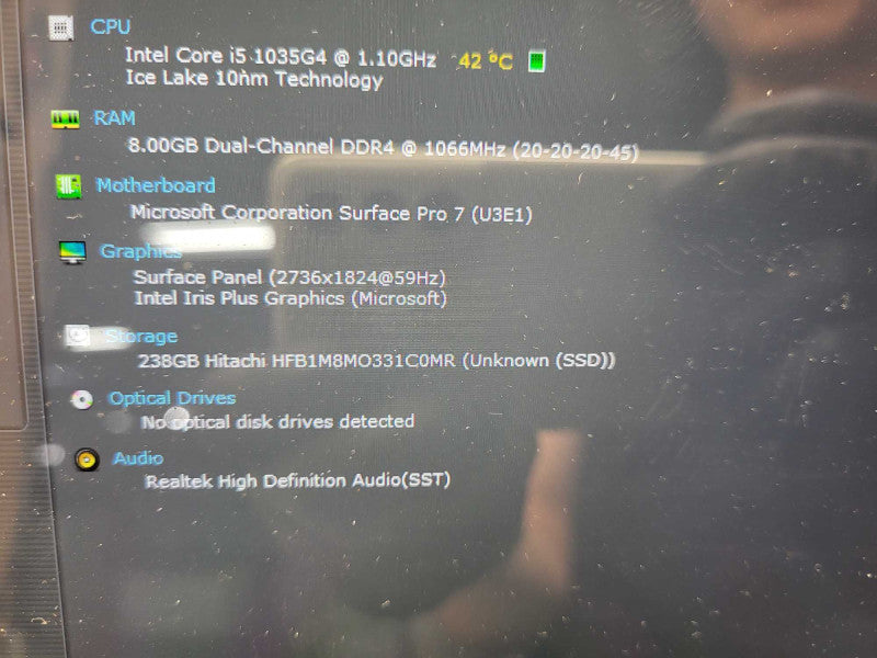 Microsoft Surface Pro 7 i5-1035G4 @1.10GHz 8GB DDR4 256GB SSD $ Lap200