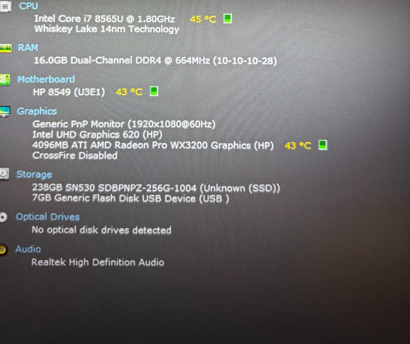 HP Zbook 14u G6 i7-8565U@1.8GHz Radeon Pro WX3200 4GB GPU 16GB 256SSD READ!  Lap200