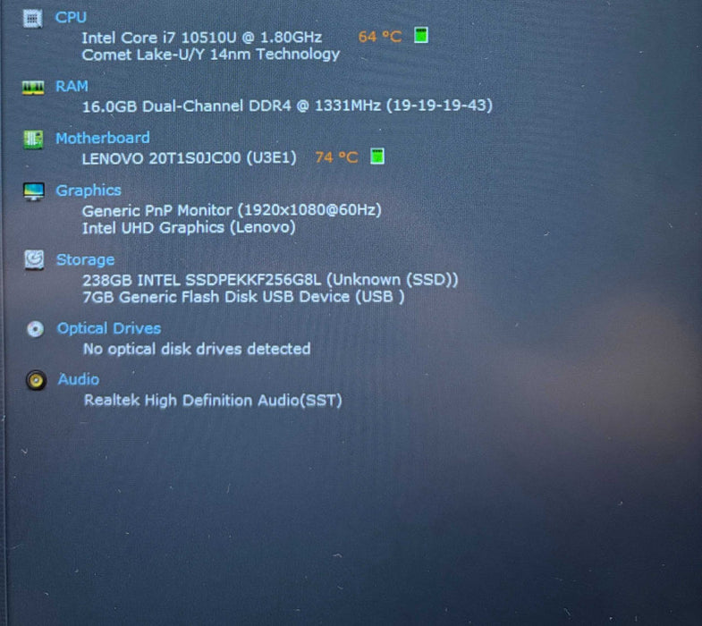 Lenovo ThinkPad T14s i7-10510U@1.8GHz 16GB RAM 256GB SSD Spanish Keyboard  Lap200
